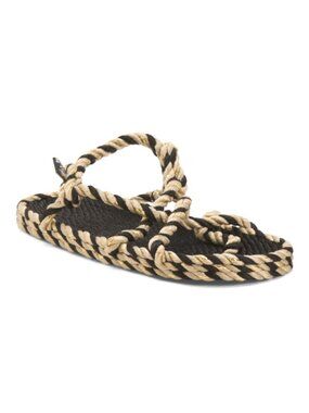 Nomadic State of Mind Women's Black Gold Camel Rope Sandals Vegan NWT